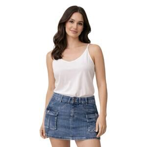 New ELLEVEN Denim Mini Cargo Skirt Large